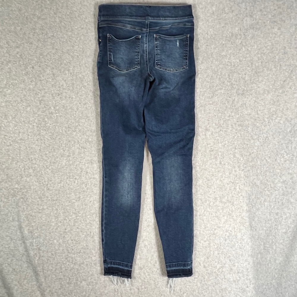 Spanx Womens‎ S Ankle Skinny Jeans Dark Blue Wash Distressed Raw Hem Small - Picture 9 of 9